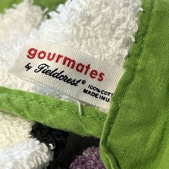 Vtg Mod 1970s Floral Terry Cloth Apron Flower Power Polka Dot Fieldcrest Groovy - Picture 5 of 5